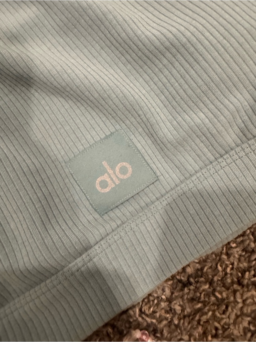 ALO Yoga Ribbed Scoop Crop Top in Light Blue - Picture 3 of 4